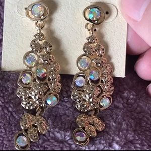 NWT! AB Crystal Goldtone Chandelier Posts + gift